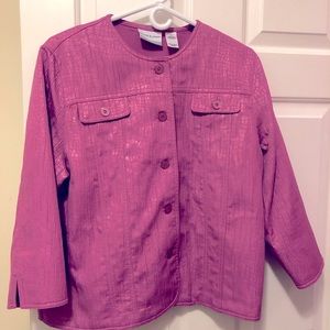 ALFRED DUNNER 14P faux leather PINK button jacket. best faux leather! Mauve/Pink